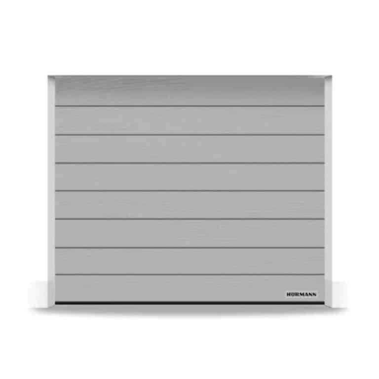 Garažna segmentna vrata, M-kanal, Woodgrain, RAL 9006, beli aluminijum